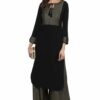 women's Black Colour Straight Crepe Gold Foil Print Kurta & Palazzo Set