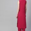 Dark Pink Colour Khadi Print Straight Crepe Kurta With Plazzo / Salwar Suit Set - Image 2