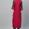 Dark Pink Colour Foil Print Straight Crepe Kurta - Image 2