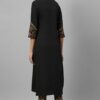Black Crepe Foil Printed Straight Kurta With Pant Set - Image 3