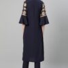 Blue Color Foil Print Straight Kurta - Image 3