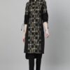 Black Color Foil Print Straight Kurta with Pant