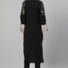 Black Color Foil Print Straight Kurta with Pant - Image 3