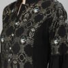 Black Color Foil Print Straight Kurta with Pant - Image 4