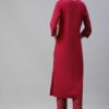 Dark Pink Color Foil Printed Straight Kurta And Pant Set - Image 3
