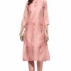 women's Pink Colour Straight polysilk Gold Foil Print Kurta & Pant Set