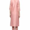 women's Pink Colour Straight polysilk Gold Foil Print Kurta & Pant Set - Image 3