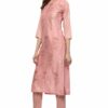 women's Pink Colour Straight polysilk Gold Foil Print Kurta & Pant Set - Image 4
