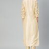 Cream Colour Solid Straight Polysilk Kurta With Pant / Salwar Suit Set - Image 2