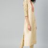 Cream Colour Solid Straight Polysilk Kurta With Pant / Salwar Suit Set - Image 3