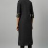 Black Poly Silk Foil Printed Straight Kurta - Image 3