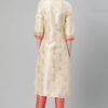 Cream Color Foil Print Straight Kurta - Image 3