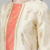 Cream Color Foil Print Straight Kurta - Image 4