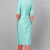 Turquoise Blue Color Foil Print Straight Kurta And Pant Set - Image 3