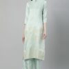 Blue Color Foil Print Straight Kurta