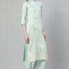 Blue Color Foil Print Straight Kurta - Image 2