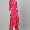 Pink Color Foil Print Straight Kurta And with Plazzo - Image 2