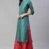 Green Color Foil Printed Straight Kurta - Image 2