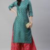 Green Color Foil Printed Straight Kurta - Image 5
