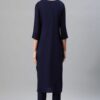 Blue Color Foil Print Straight Kurta - Image 3