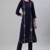 Blue Color Foil Print Straight Kurta - Image 5