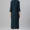 Teal Color Foil Print Straight Kurta - Image 3