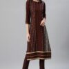 Brown Color Foil Print Straight Kurta And Pant Set