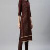 Brown Color Foil Print Straight Kurta And Pant Set - Image 2
