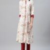 Cream Color Foil Print Flared Kurta