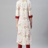 Cream Color Foil Print Flared Kurta - Image 3