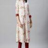 Cream Color Foil Print Flared Kurta - Image 5
