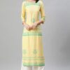 Yellow Color Khari Print Straight Kurta