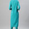 Turquoise Blue Color Foil Print Straight Kurta And Pant Set - Image 3