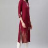 Maroon Color Foil Print Straight Kurta - Image 2