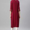 Maroon Color Foil Print Straight Kurta - Image 3