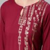 Maroon Color Foil Print Straight Kurta - Image 4