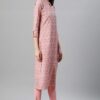 Peach Color Foil Print Straight Kurta - Image 2