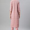 Peach Color Foil Print Straight Kurta - Image 3
