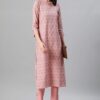 Peach Color Foil Print Straight Kurta - Image 5