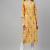 Yellow Color Screen Print Straight Kurta with Pant