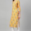 Yellow Color Screen Print Straight Kurta with Pant - Image 2