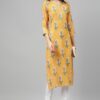 Yellow Color Screen Print Straight Kurta with Pant - Image 5