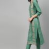 Green Color Screen Print Straight Kurta - Image 2