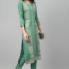 Green Color Screen Print Straight Kurta - Image 5