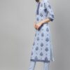 Blue Color Screen Print Straight Kurta - Image 2