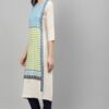 Navy Blue Color Screen Print Straight Kurta with Pant - Image 2