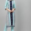 Blue Color Screen Print Straight Kurta