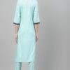 Blue Color Screen Print Straight Kurta - Image 3