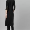 Black Color Foil Print Straight Kurta And Pant Set - Image 3