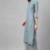 Grey Color Screen Print Straight Kurta And with Plazzo - Image 2